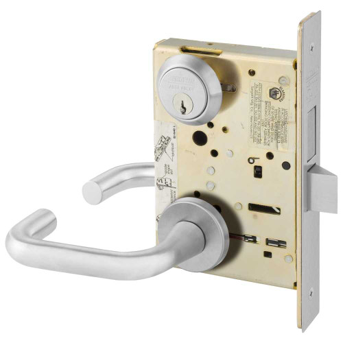 Sargent 8227 LNJ 26D Grade 1 Closet or Storeroom Mortise Lock J - Lever LN - Rose Field Reversible Conventional Cylinder ASA Strike Satin Chrome 8227 LNJ 26D