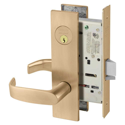Sargent 8237 LE1L 10 Grade 1 Classroom Mortise Lock L - Lever LE1 - Escutcheon Field Reversible Conventional Cylinder ASA Strike Satin Bronze Clear Coated 8237 LE1L 10
