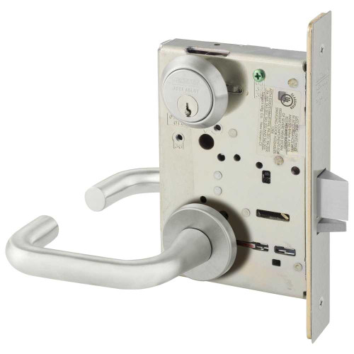 Sargent 8237 LNJ 32D Grade 1 Classroom Mortise Lock J - Lever LN - Rose Field Reversible Conventional Cylinder ASA Strike Satin Stainless Steel 8237 LNJ 32D