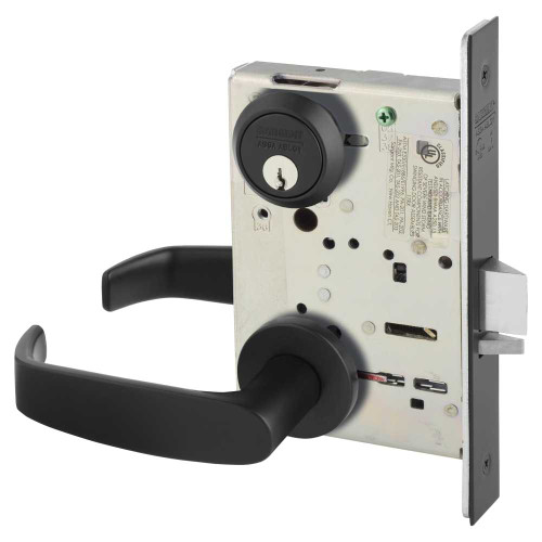 Sargent 8237 LNL BSP Grade 1 Classroom Mortise Lock L - Lever LN - Rose Field Reversible Conventional Cylinder ASA Strike Black Suede Powder Coat 8237 LNL BSP