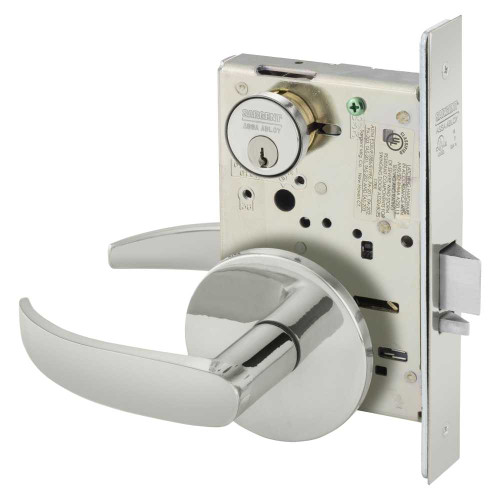 Sargent 8237 LP 32 Grade 1 Classroom Mortise Lock P - Lever L - Rose Field Reversible Conventional Cylinder ASA Strike Bright Stainless Steel 8237 LP 32