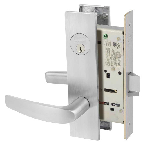 Sargent 8237 LW1B 26D Grade 1 Classroom Mortise Lock B - Lever LW1 - Escutcheon Field Reversible Conventional Cylinder ASA Strike Satin Chrome 8237 LW1B 26D