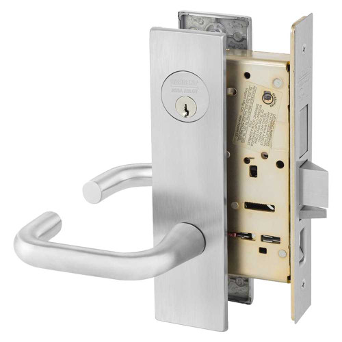 Sargent 8243 LE1J 26D Grade 1 Apartment Corridor Door Mortise Lock J - Lever LE1 - Escutcheon Field Reversible Conventional Cylinder ASA Strike Satin Chrome 8243 LE1J 26D