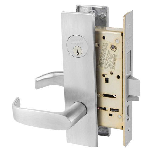 Sargent 8243 LW1L 26D Grade 1 Apartment Corridor Door Mortise Lock L - Lever LW1 - Escutcheon Field Reversible Conventional Cylinder ASA Strike Satin Chrome 8243 LW1L 26D
