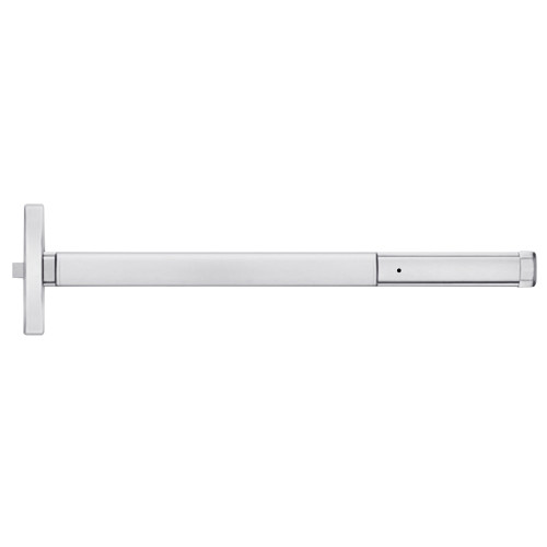 PHI 2403 625 36 Grade 1 Rim Exit Device Narrow Stile Pushpad 36 Device Storeroom Function Hex Key Dogging Bright Chromium Plated Finish Field Reversible