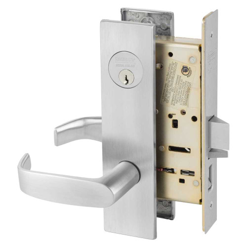 Sargent 8255 LE1L 26D Grade 1 Office or Entry Mortise Lock L - Lever LE1 - Escutcheon Field Reversible Conventional Cylinder ASA Strike Satin Chrome 8255 LE1L 26D