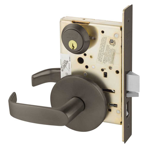 Sargent 8255 LL 10B Grade 1 Office or Entry Mortise Lock L - Lever L - Rose Field Reversible Conventional Cylinder ASA Strike Dark Oxidized Satin Bronze Oil Rubbed 8255 LL 10B