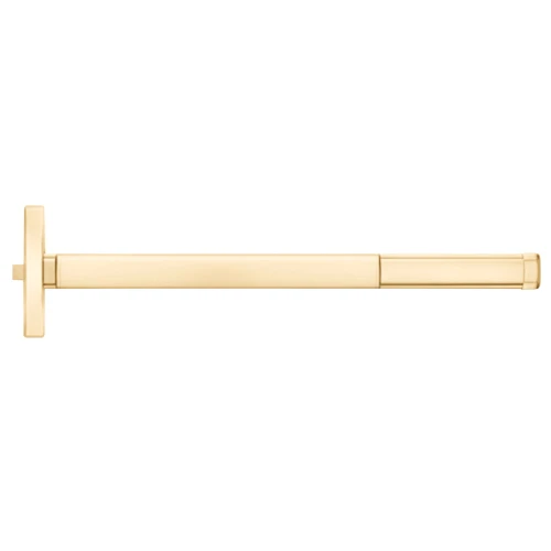 PHI MLRTSFL2401 605 48 Grade 1 Fire Rated Rim Exit Device Narrow Stile Pushpad 48 Device Exit Only Function Motorized Latch Retraction Touchbar Monitor Bright Brass Finish Field Reversible MLRTSFL2401 605 48