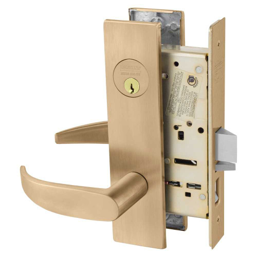 Sargent 8255 LW1P 10 Grade 1 Office or Entry Mortise Lock P - Lever LW1 - Escutcheon Field Reversible Conventional Cylinder ASA Strike Satin Bronze Clear Coated 8255 LW1P 10