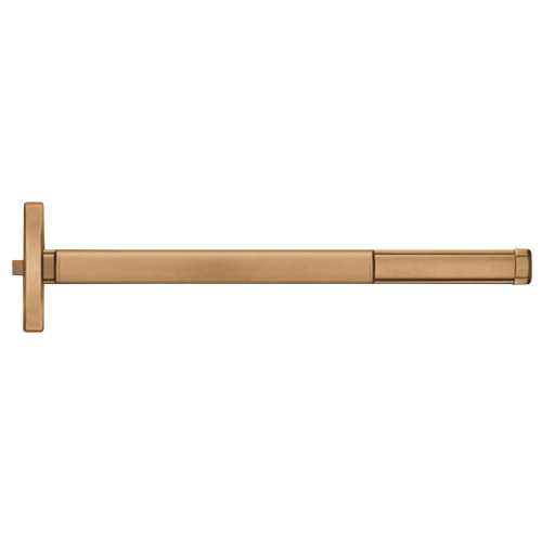 PHI MLRTSFL2414 612 48 Grade 1 Fire Rated Rim Exit Device Narrow Stile Pushpad 48 Device Passage Function Motorized Latch Retraction Touchbar Monitor Satin Bronze Clear Coated Finish Field Reversible