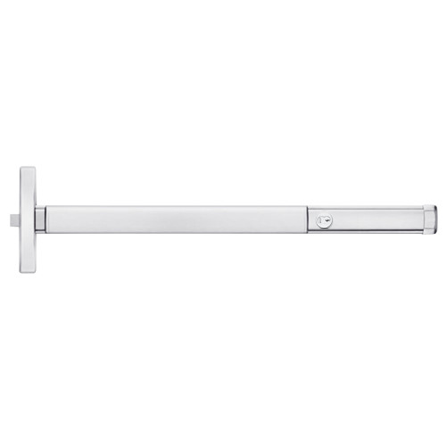 PHI 2414CD 625 36 Grade 1 Rim Exit Device Narrow Stile Pushpad 36 Device Passage Function Cylinder Dogging Bright Chromium Plated Finish Field Reversible 2414CD 625 36