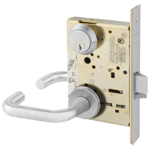 Sargent 8256 LNJ 26D Grade 1 Office and Inner Entry Mortise Lock J - Lever LN - Rose Field Reversible Conventional Cylinder ASA Strike Satin Chrome 8256 LNJ 26D