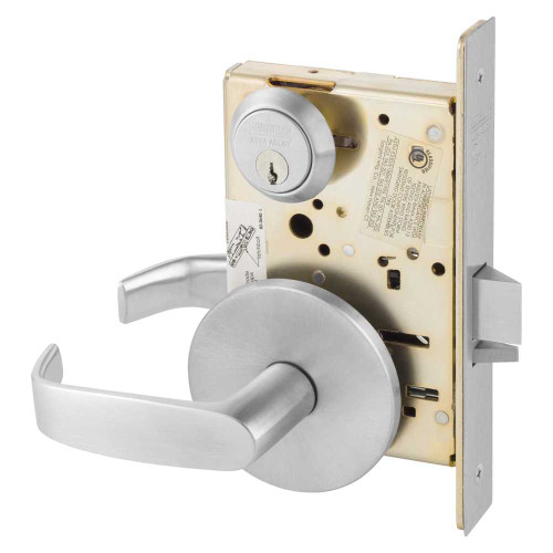 Sargent 8257 LL 26D Grade 1 Institutional Privacy Mortise Lock L - Lever L - Rose Field Reversible Conventional Cylinder ASA Strike Satin Chrome 8257 LL 26D