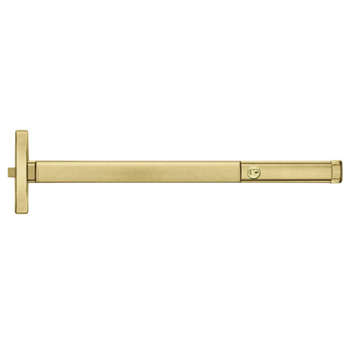 PHI 2401CD 606 36 Grade 1 Rim Exit Device Narrow Stile Pushpad 36 Device Exit Only Function Cylinder Dogging Satin Brass Finish Field Reversible 2401CD 606 36