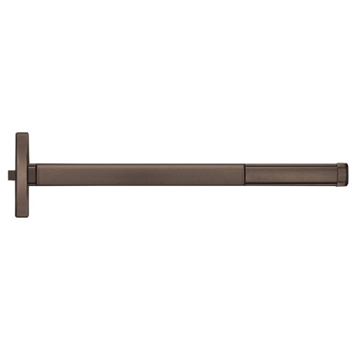 PHI DEFL2401 613 36 Grade 1 Fire Rated Rim Exit Device Narrow Stile Pushpad 36 Device Exit Only Function Delayed Egress Device 15 Seconds Dark Oxidized Satin Bronze Oil Rubbed Finish Field Reversible