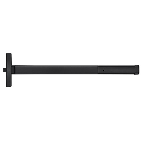 PHI MLR2401 622 36 Grade 1 Rim Exit Device Narrow Stile Pushpad 36 Device Exit Only Function Hex Key Dogging Motorized Latch Retraction Matte Black Finish Field Reversible MLR2401 622 36