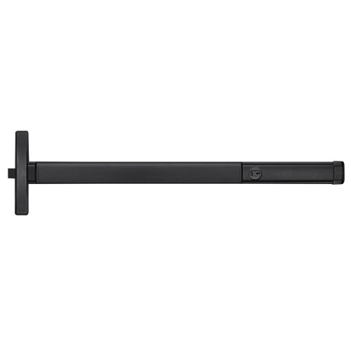 PHI 2401CD 622 48 Grade 1 Rim Exit Device Narrow Stile Pushpad 48 Device Exit Only Function Cylinder Dogging Matte Black Finish Field Reversible 2401CD 622 48