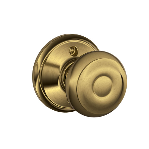 Schlage Residential F170 GEO 609 Single Dummy Georgian Knob Antique Brass