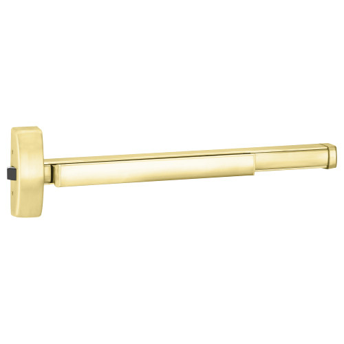 PHI DEFL2114 605 48 Grade 1 Fire Rated Rim Exit Device Wide Stile Pushpad 48 Device Passage Function Delayed Egress Device 15 Seconds Bright Brass Finish Field Reversible