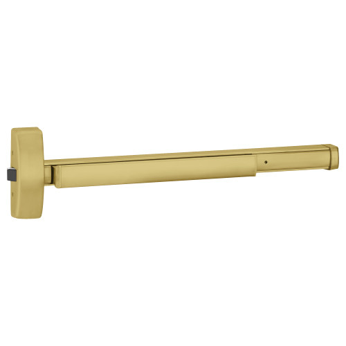 PHI TS2101 606 36 Grade 1 Rim Exit Device Wide Stile Pushpad 36 Device Exit Only Function Hex Key Dogging Touchbar Monitor Satin Brass Finish Field Reversible