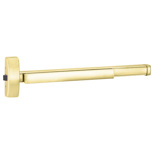 PHI DEFL2108 605 48 Grade 1 Fire Rated Rim Exit Device Wide Stile Pushpad 48 Device Classroom Function Delayed Egress Device 15 Seconds Bright Brass Finish Field Reversible