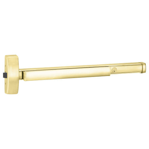 PHI 2102CD 605 36 Grade 1 Rim Exit Device Wide Stile Pushpad 36 Device Dummy Trim Cylinder Dogging Bright Brass Finish Field Reversible