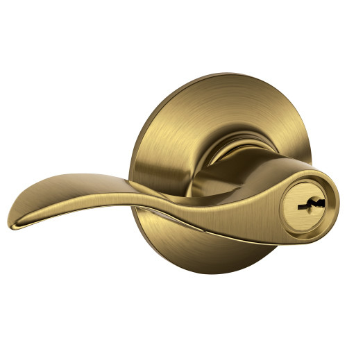 Schlage Residential F51A ACC 609 KD Grade 2 Entry Lock Accent Lever Conventional Cylinder Keyed Different Satin Brass Blackened Satin Relieved Clear Coated Finish Non-Handed