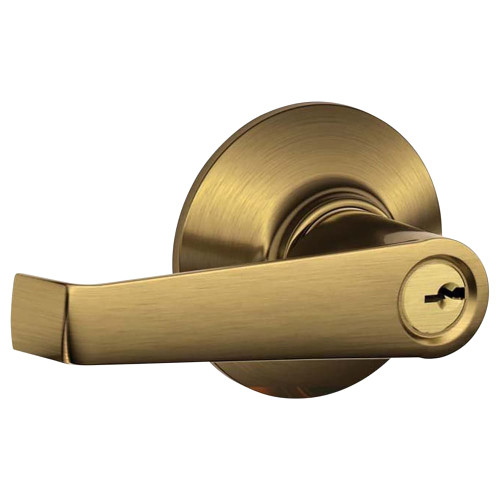 Schlage Residential F80 ELA 609 KD Grade 2 Storeroom Lock Elan Lever Conventional Cylinder Keyed Different Satin Brass Blackened Satin Relieved Clear Coated Finish Non-Handed