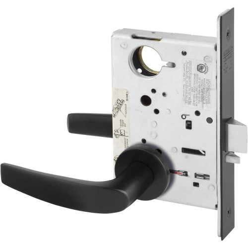 Sargent LC-8204 LNB BSP Grade 1 Storeroom or Closet Mortise Lock B - Lever LN - Rose Field Reversible Less Cylinder ASA Strike Black Suede Powder Coat LC-8204 LNB BSP