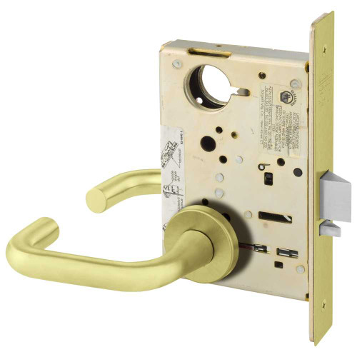 Sargent LC-8204 LNJ 4 Grade 1 Storeroom or Closet Mortise Lock J - Lever LN - Rose Field Reversible Less Cylinder ASA Strike Satin Brass LC-8204 LNJ 4