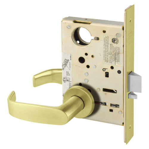 Sargent LC-8204 LNL 4 Grade 1 Storeroom or Closet Mortise Lock L - Lever LN - Rose Field Reversible Less Cylinder ASA Strike Satin Brass LC-8204 LNL 4