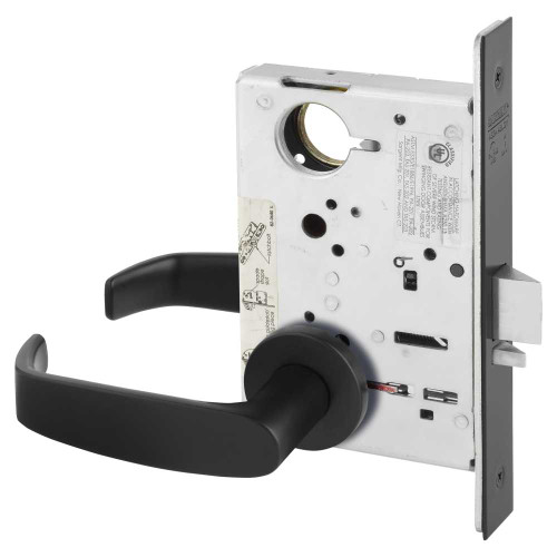 Sargent LC-8204 LNL BSP Grade 1 Storeroom or Closet Mortise Lock L - Lever LN - Rose Field Reversible Less Cylinder ASA Strike Black Suede Powder Coat LC-8204 LNL BSP
