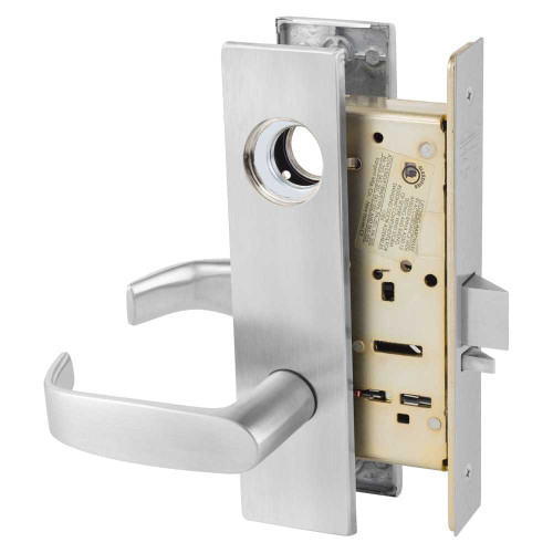 Sargent LC-8204 LW1L 26D Grade 1 Storeroom or Closet Mortise Lock L - Lever LW1 - Escutcheon Field Reversible Less Cylinder ASA Strike Satin Chrome LC-8204 LW1L 26D