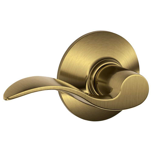 Schlage Residential F10 ACC 609 Grade 2 Passage Latch Accent Lever Satin Brass Blackened Satin Relieved Clear Coated Finish F10 ACC 609