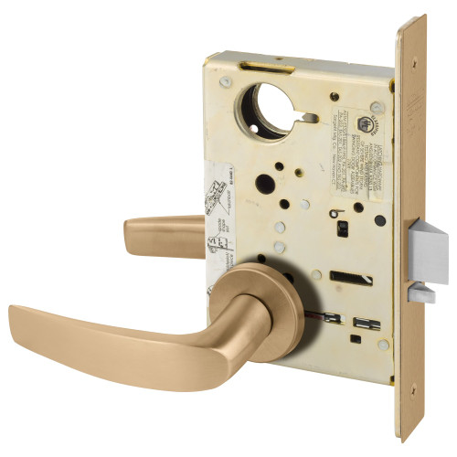 Sargent LC-8205 LNB 10 Grade 1 Office or Entry Mortise Lock B - Lever LN - Rose Field Reversible Less Cylinder ASA Strike Satin Bronze Clear Coated