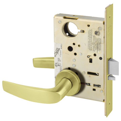 Sargent LC-8205 LNB 4 Grade 1 Office or Entry Mortise Lock B - Lever LN - Rose Field Reversible Less Cylinder ASA Strike Satin Brass