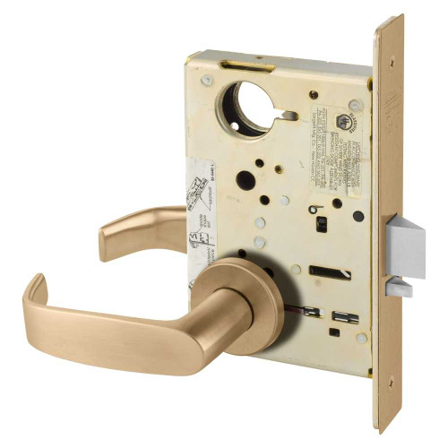 Sargent LC-8205 LNL 10 Grade 1 Office or Entry Mortise Lock L - Lever LN - Rose Field Reversible Less Cylinder ASA Strike Satin Bronze Clear Coated LC-8205 LNL 10