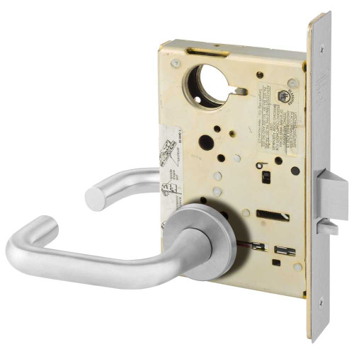 Sargent LC-8216 LNJ 26D Grade 1 Apartment Exit or Public Restroom Mortise Lock J - Lever LN - Rose Field Reversible Less Cylinder ASA Strike Satin Chrome LC-8216 LNJ 26D