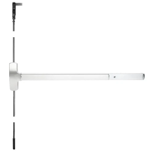Falcon 25-CWDC-512DT 4 26 25 Series Exit Device Wood Door Concealed Vertical Rod with Dummy Pull Trim 4 Ft Device Bright Chrome 25-CWDC-512DT 4 26