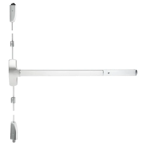 Falcon 25-V-K-NL 4 26 25 Series Exit Device Surface Vertical Rod with Night Latch Knob Trim 4 Ft Device Bright Chrome 25-V-K-NL 4 26