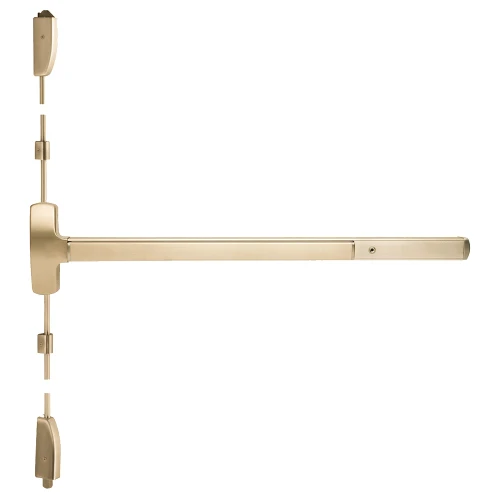Falcon 25-V-L-NL-S 4 US4 RHR 25 Series Exit Device Surface Vertical Rod with Night Latch Trim Sutro Lever Design 4 Ft Device Satin Brass 25-V-L-NL-S 4 US4 RHR