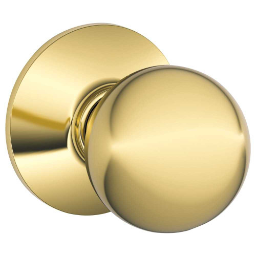 Schlage Residential F10 ORB 605 Passage Latch Orbit Knob Bright Brass F10 ORB 605