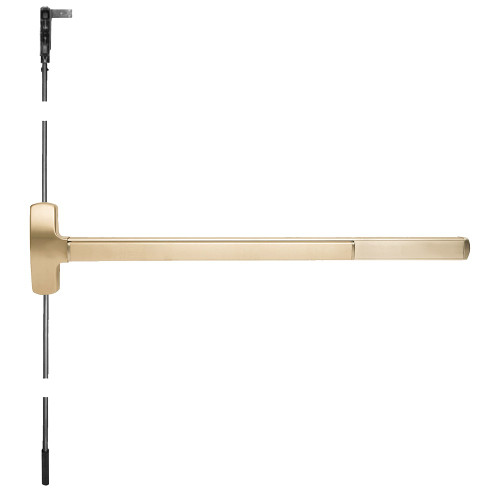 Falcon EL25-CWDC-L-VR-Q 4 4 RHR Electrified 25 Series Exit Device Wood Door Concealed Vertical Rod with Vandal Resistant Trim Quantum Lever Design 4 Ft Device Satin Brass