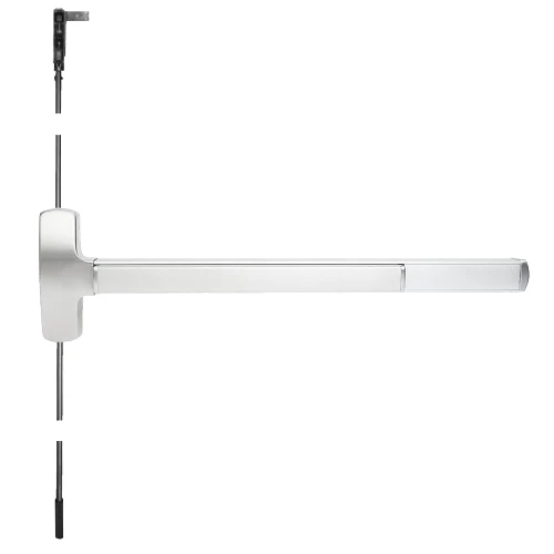 Falcon ELF-25-C-L-BE-D 3 32 RHR Electrified Fire Rated 25 Series Exit Device Concealed Vertical Rod with Blank Escutcheon Trim Dane Lever Design 3 Ft Device Bright Stainless Steel ELF-25-C-L-BE-D 3 32 RHR