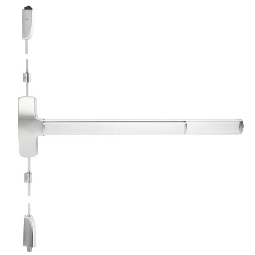 Falcon ELF-25-V-L-DT-Q 3 32 RHR Electrified Fire Rated 25 Series Exit Device Surface Vertical Rod with Dummy Trim Quantum Lever Design 3 Ft Device Bright Stainless Steel