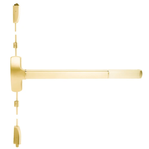 Falcon ELF-25-V-L-DT-S 3 3 RHR Electrified Fire Rated 25 Series Exit Device Surface Vertical Rod with Dummy Trim Sutro Lever Design 3 Ft Device Bright Brass ELF-25-V-L-DT-S 3 3 RHR