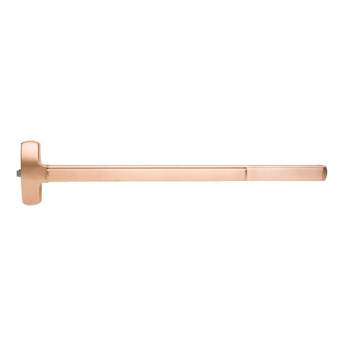 Falcon MELF-25-R-L-NL-D 4 10 LHR Grade 1 Rim Exit Bar Wide Stile Pushpad 48 Fire-Rated Device Night Latch Function Dane Lever with Escutcheon Motorized Latch Retraction Less Dogging Satin Bronze Plated Clear Coated Finish Left Hand Reverse