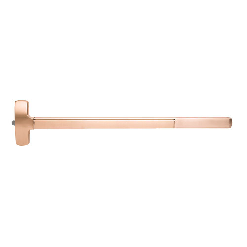 Falcon MELF-25-R-L-DT-Q 4 10 LHR Grade 1 Rim Exit Bar Wide Stile Pushpad 48 Fire-Rated Device Dummy Function Quantum Lever with Escutcheon Motorized Latch Retraction Less Dogging Satin Bronze Plated Clear Coated Finish Left Hand Reverse