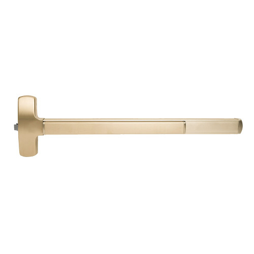 Falcon MELF-25-R-L-DT-Q 3 US4 LHR Grade 1 Rim Exit Bar Wide Stile Pushpad 36 Fire-Rated Device Dummy Function Quantum Lever with Escutcheon Motorized Latch Retraction Less Dogging Satin Brass Finish Left Hand Reverse