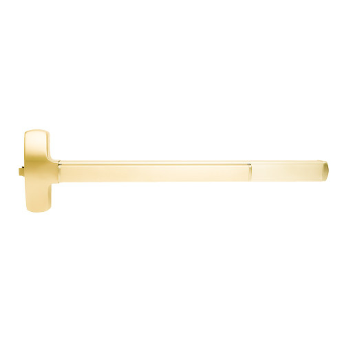 Falcon MELF-25-R-L-DT-Q 3 US3 LHR Grade 1 Rim Exit Bar Wide Stile Pushpad 36 Fire-Rated Device Dummy Function Quantum Lever with Escutcheon Motorized Latch Retraction Less Dogging Bright Brass Finish Left Hand Reverse